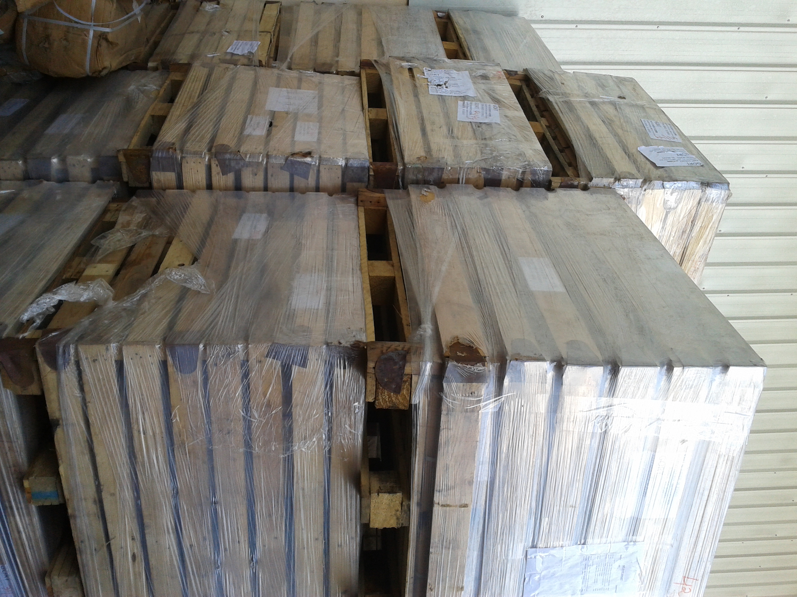 Steel parts, crated for export
